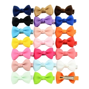 Set of 21 colorful grosgrain ribbon bow hair clips for girls with metal alligator grip