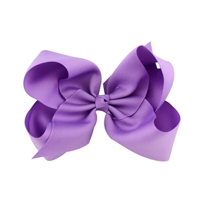 Handmade 6-inch purple grosgrain ribbon hair bow clip for girls with layered design