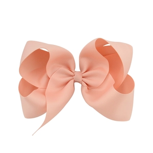6-inch grosgrain ribbon hair bow clip in dusty pink for girls and toddlers