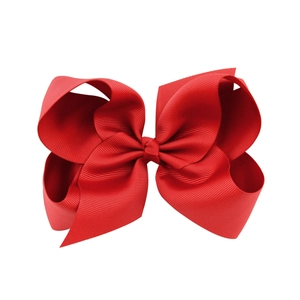 Classic 6-inch vibrant red grosgrain ribbon hair bow clip for girls and children
