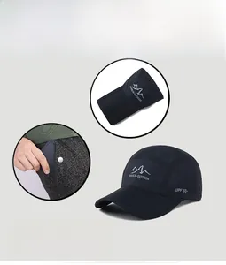 Foldable quick-dry baseball cap with UPF 50+ rating fitting easily into a pocket