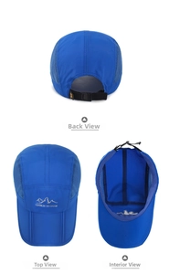 Détail de la maille respirante bleu roi et boucle réglable sur la casquette de sport