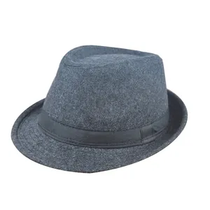 Chapeau trilby classique en feutre gris foncé avec ruban noir pour hommes et femmes