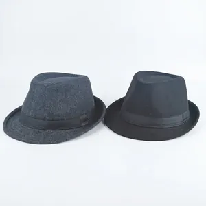 Chapeaux Fedora classiques en feutre de laine pour hommes et femmes en gris et noir