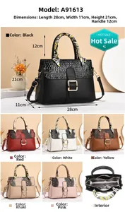 Détails du sac à main texture crocodile avec foulard en soie en six coloris divers
