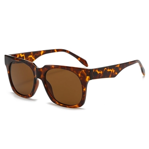 Classic tortoise shell square oversized sunglasses with dark tea lenses on white background