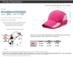 Size guide for quick-dry sun hat with 56-60cm circumference and 8cm wide brim dimensions