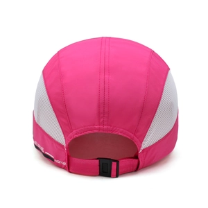 Pink quick-dry sun hat with white breathable mesh panels and adjustable back strap
