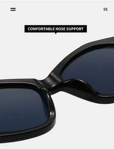 Detail of comfortable integrated nose support on stylish black polygon sunglasses