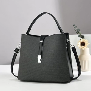 Elegante Damen Beuteltasche PU Leder Und Gewebe Handtasche Mit Abnehmbarem Schultergurt Koreanischer Stil