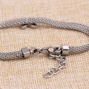Silver cable mesh bracelet with lobster clasp and adjustable extension chain