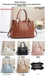Detail view of large capacity litchi pattern leather handbag with size specs