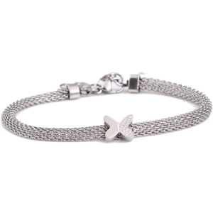 Butterfly Rhinestone Stainless Steel Mesh Chain Bracelet X Shape Adjustable Personalized Fashion Jewelry For Women