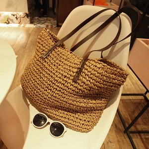 Straw Crochet Tote Bag Paper Rope Large Capacity Beach Shoulder Bag Casual Vacation Minimalist Style For Women
