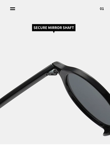 Close-up of the secure mirror shaft and reinforced hinge of oval Y2K sunglasses
