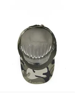 Detail view of the breathable grey lining and sweatband inside the camouflage military cap