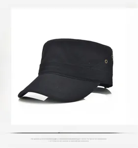 Detail shot of a black cotton cadet hat featuring metallic breathable eyelets on the side