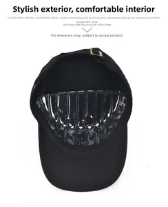 Detail of the breathable cotton lining and sweatband inside the black military cap