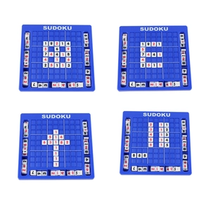Sudoku board game set with blue grid bases and 120 challenges for kids and adults