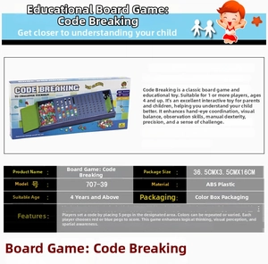 Detailed specifications table and dimensions for the Code Breaking logic tabletop board game