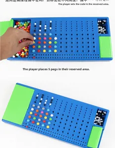 Detail showing the logical code breaking board with colored pins and code setting area