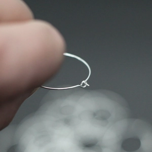DIY silver metal hoop earrings accessory with hook closure for jewelry making