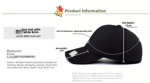 Sizing chart for cotton fitted baseball cap with 58cm circumference and 7cm brim depth