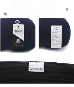 Détails de la casquette décontractée bleu marine avec étiquettes et certifications