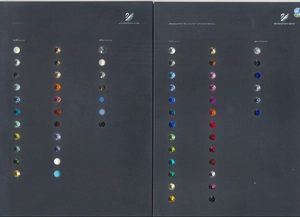 Detailed color chart showing various sparkling rhinestone options for belly button rings