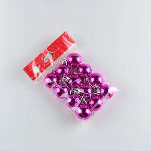 Rose pink electroplated 3cm Christmas ornaments in transparent retail packaging