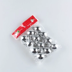 16-pack of 3cm shiny silver electroplated Christmas ball ornaments with hanging hooks