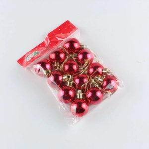 Glossy red Christmas tree ornaments set of 12 small 3cm plastic electroplated balls