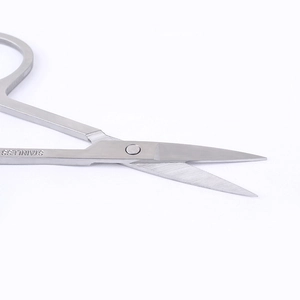 Polished stainless steel beauty scissors with straight blades for precise grooming use