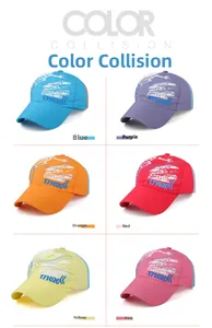 Collage of kids quick-dry baseball caps in six vibrant colors for outdoor sports