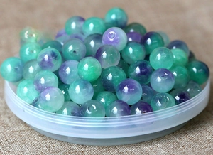 Polished purple and green translucent round beads for DIY jewelry making accessories