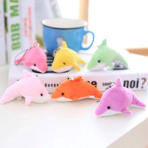 Mini Dauphin En Peluche Porte-clés Pendentif Peluche Animaux Sac Charme Ornement De Téléphone Mignon Jouet Coloré Cadeau Enfants Filles