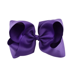 Vibrant purple grosgrain ribbon bow hair clip for girls, 6 inch classic hair accessory