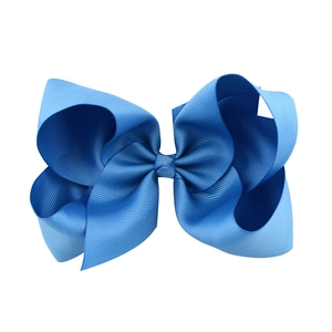 6 inch royal blue grosgrain ribbon hair bow clip for girls with ribbed texture