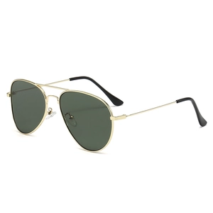 Vintage Aviator Sunglasses Metal Frame UV400 Protection Curved Double Bridge Retro Fashion Eyewear For Men Women