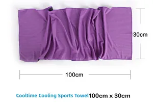Macro shot of purple mesh cooling sports towel fabric measuring 100cm by 30cm size
