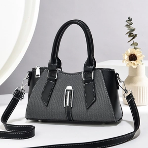 Women Fashion PU Leather Patchwork Shoulder Bag Urban Simple Crossbody Handbag With Detachable Strap For Daily Work Party