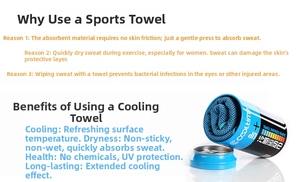 Blue cooling towel in portable cylinder bottle with breathable mesh texture detail