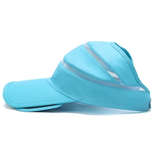 Light blue summer visor hat with breathable mesh and long sun protection brim for outdoors