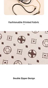 Détail du tissu en cuir imprimé avec doubles fermetures éclair et chaîne en métal