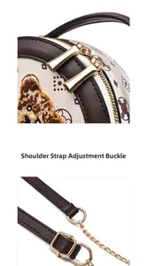 Détail de la broderie tête de léopard sur le sac bandoulière monogramme avec zip doré