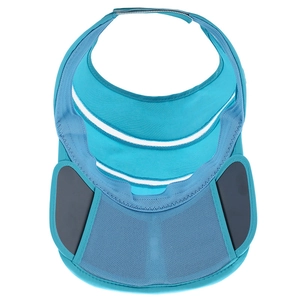 Sky blue open top sun visor hat with wide brim and mesh fabric for outdoor sports