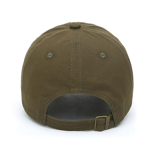 Classic olive green cotton baseball cap with adjustable metal buckle and six-panel design