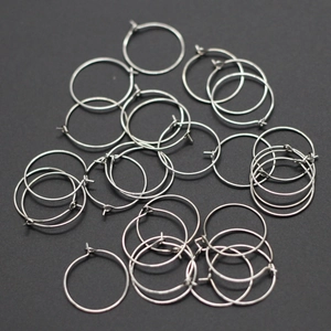 Silver metal round hoop earring components for DIY jewelry making and glass charms