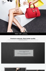 Macro detail of red lychee pattern PU leather and decorative rose tassel on handbag