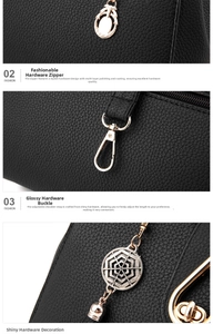 Detail of lychee pattern leather handbag with gold-tone hardware and adjustable strap